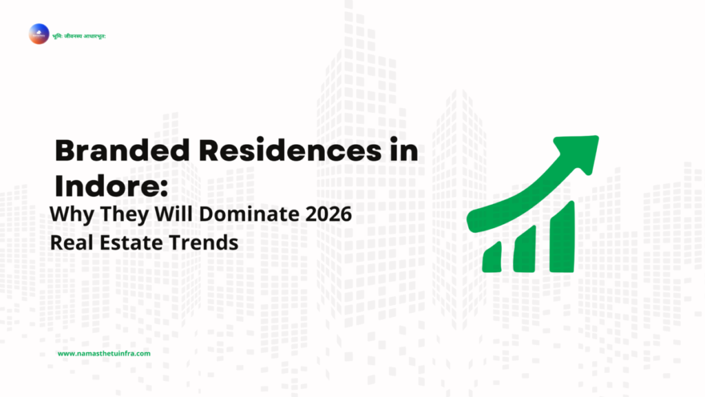 Branded residences in Indore with rising real estate trend graph showing growth potential in 2026