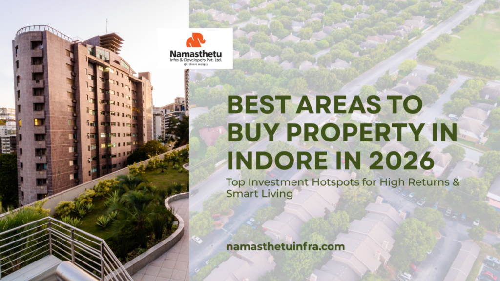 Best areas to buy property in Indore in 2026 showing modern apartments and residential investment locations